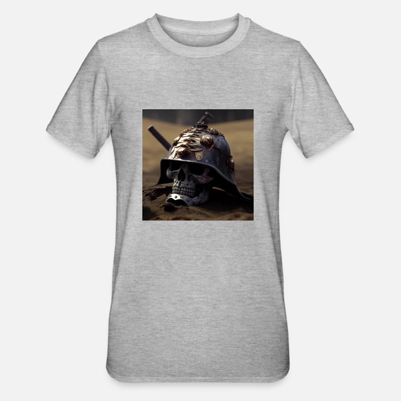 Samouraï Melty Skull - T-shirt polycoton Unisexe - gris chiné