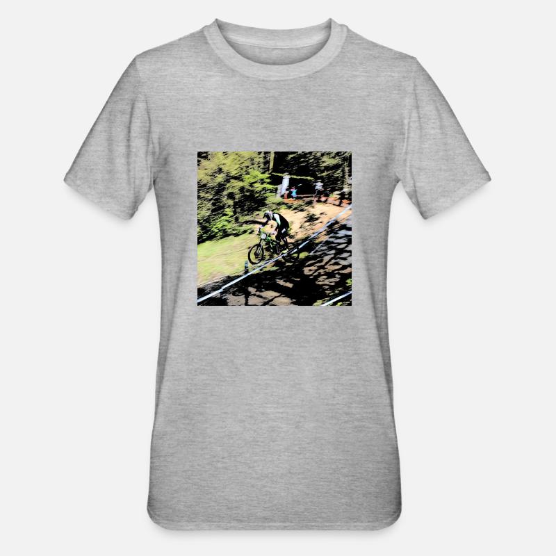 MTB MTB MTB Abfahrt - Unisex Polycotton T-Shirt - Grau meliert