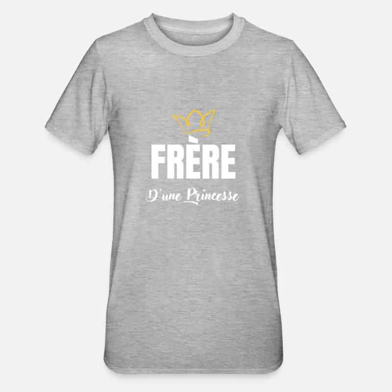 frère d'une princesse - T-shirt polycoton Unisexe - gris chiné