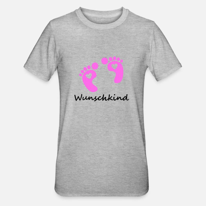Wunschkind Mädchen - Unisex Polycotton T-Shirt - Grau meliert