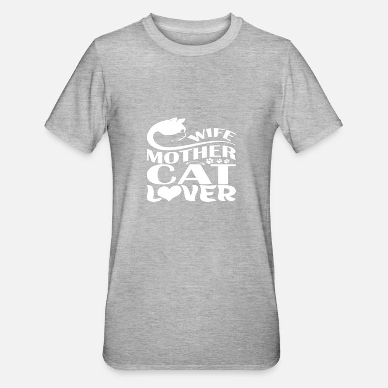 Épouse Mère Chat Amant - T-shirt polycoton Unisexe - gris chiné