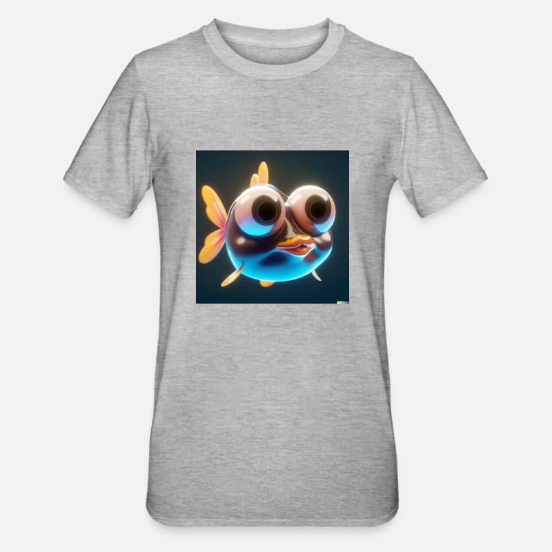 3D cute tropical fish digital art - Unisex Polycotton T-Shirt - heather grey