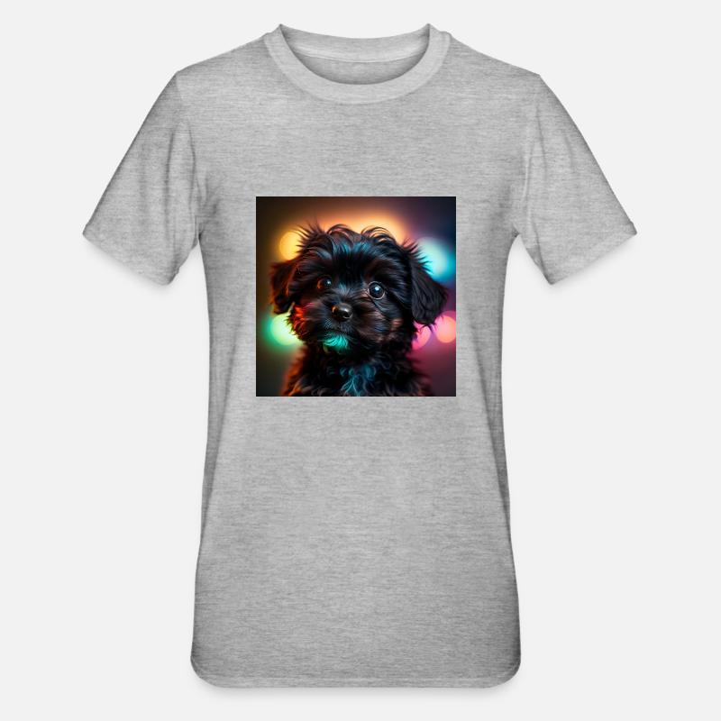 Un chien et ses reflets - T-shirt polycoton Unisexe - gris chiné