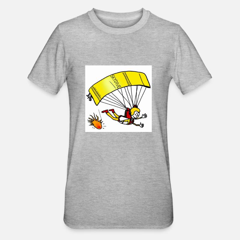Skydive - Fallschirmspringer Comic - Unisex Polycotton T-Shirt - Grau meliert