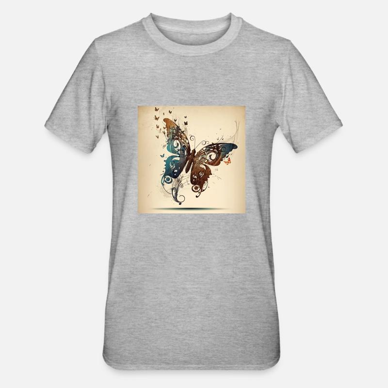 Papillon, notes - T-shirt polycoton Unisexe - gris chiné