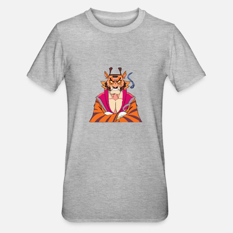 Arche den wütenden Tiger - Unisex Polycotton T-Shirt - Grau meliert