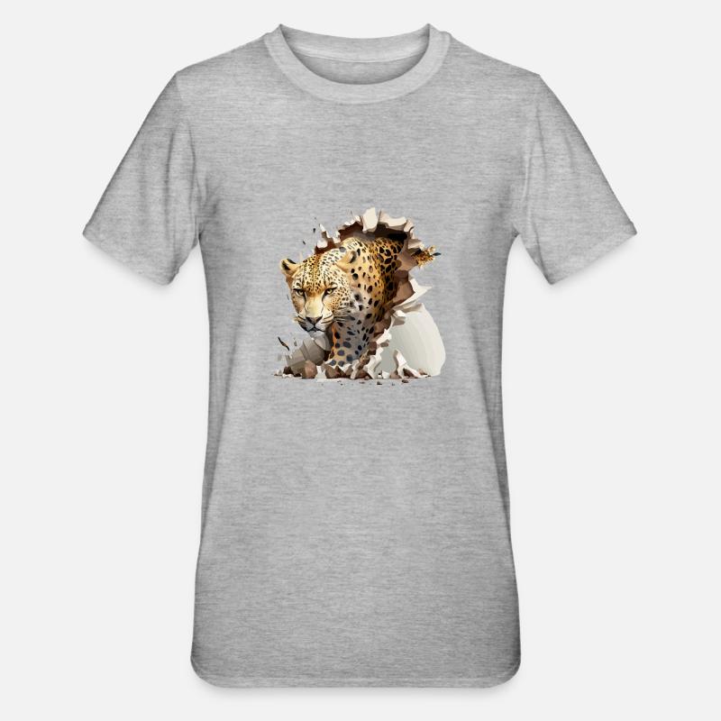Le léopard - T-shirt polycoton Unisexe - gris chiné