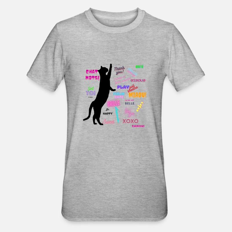 Chat mots - T-shirt polycoton Unisexe - gris chiné