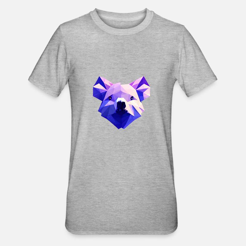 Koala Bear Polygon Design - Unisex Polycotton T-Shirt - heather grey
