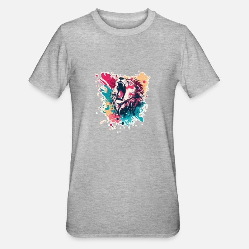 Lion - T-shirt polycoton Unisexe - gris chiné