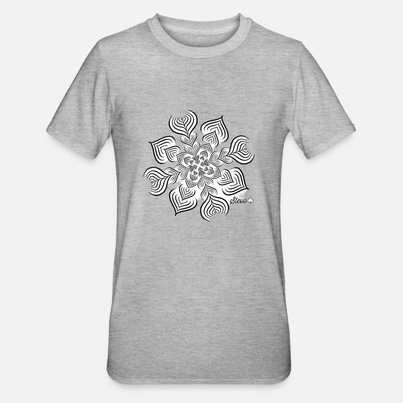 Mandala Fächer - Unisex Polycotton T-Shirt - Grau meliert