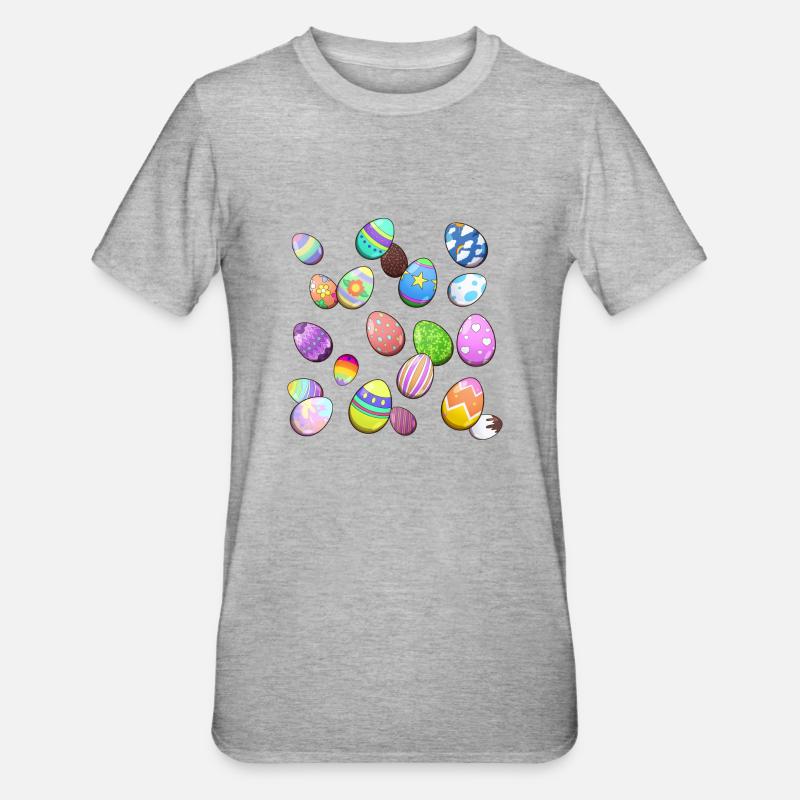 Easter Eggs Muster - Unisex Polycotton T-Shirt - Grau meliert