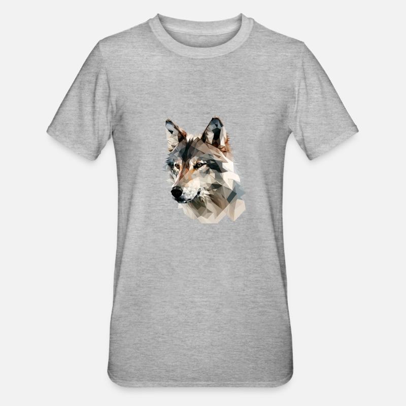 Polygone Expressif Loup – Faune - T-shirt polycoton Unisexe - gris chiné
