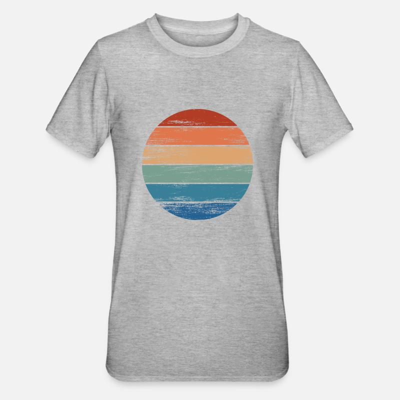 Retro Rainbow Rainbow Circle Distressed - Unisex Polycotton T-Shirt - heather grey