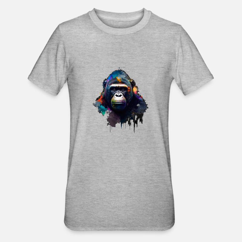Gorille Abstrait n°2 - T-shirt polycoton Unisexe - gris chiné