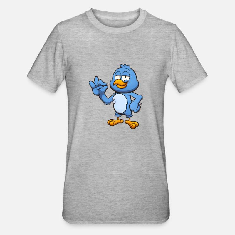 Perfekter blauer Vogel - Unisex Polycotton T-Shirt - Grau meliert