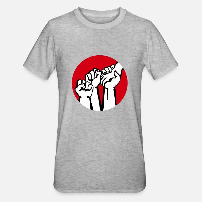 Fäuste1a - Unisex Polycotton T-Shirt - Grau meliert