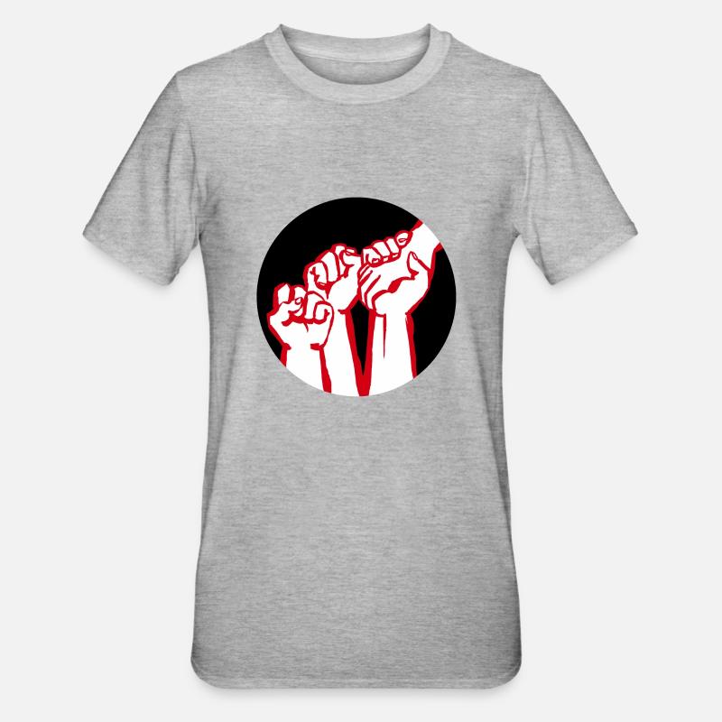 Fäuste2A - Unisex Polycotton T-Shirt - Grau meliert