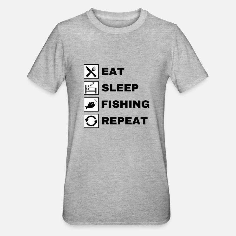 Manger dormir Pêche Répéter - T-shirt polycoton Unisexe - gris chiné