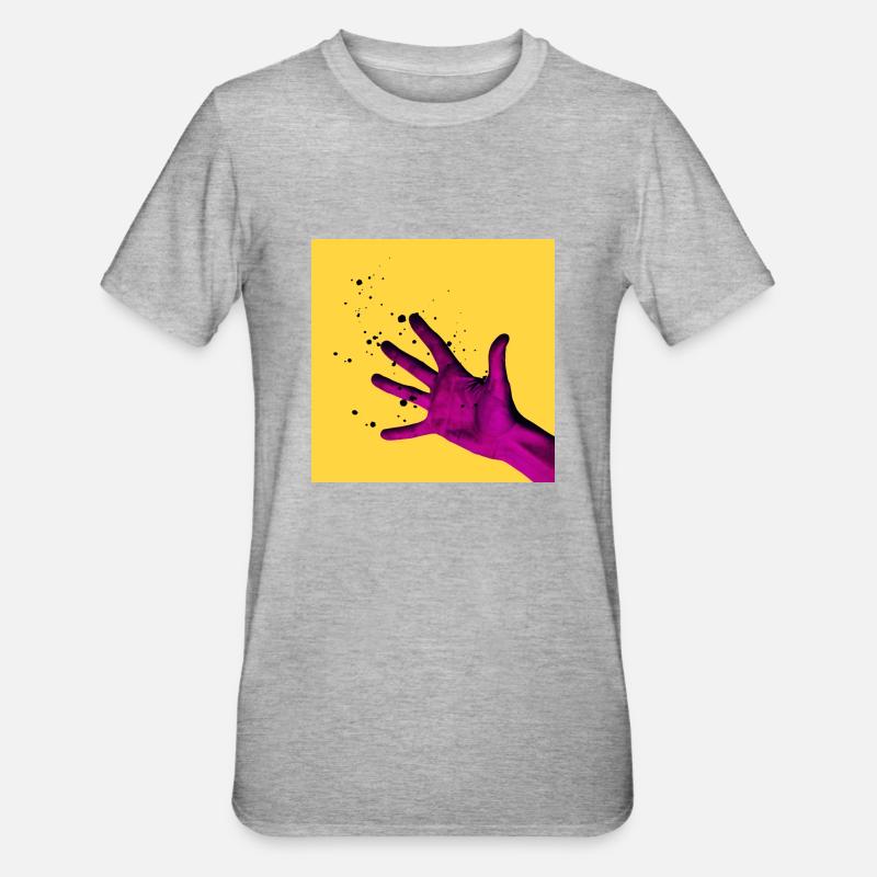 Main jaune - T-shirt polycoton Unisexe - gris chiné