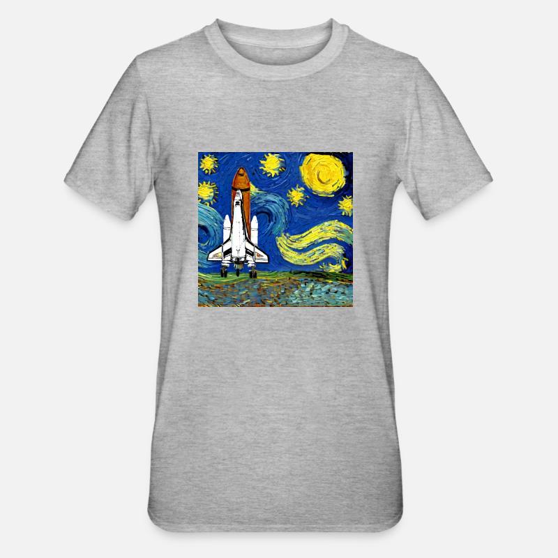 navette spatiale van gogh - T-shirt polycoton Unisexe - gris chiné