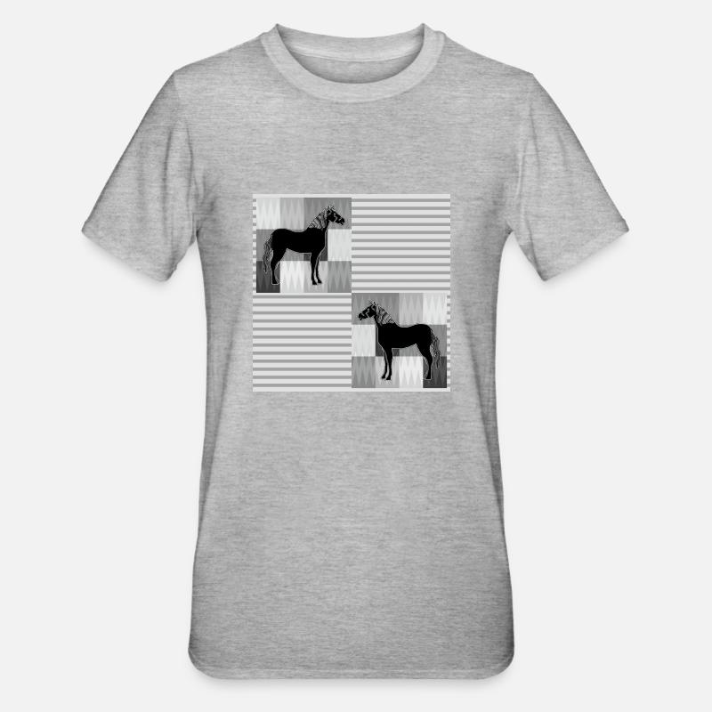 Pferd - Unisex Polycotton T-Shirt - Grau meliert