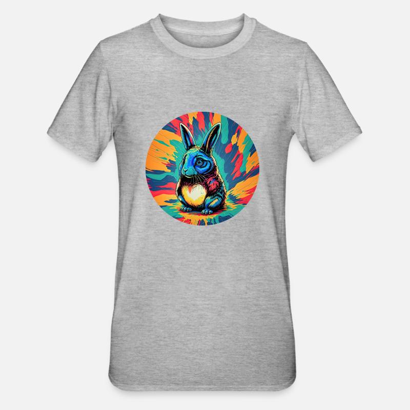 Psychedelic Easter Bunny - Unisex Polycotton T-Shirt - heather grey