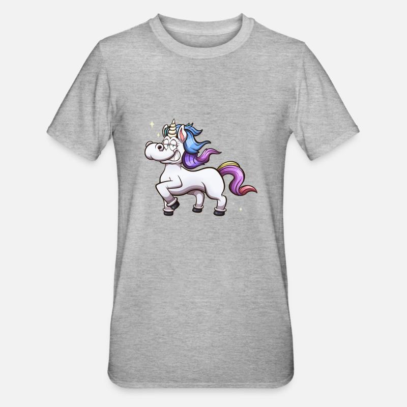 Berühmtes Einhorn - Unisex Polycotton T-Shirt - Grau meliert