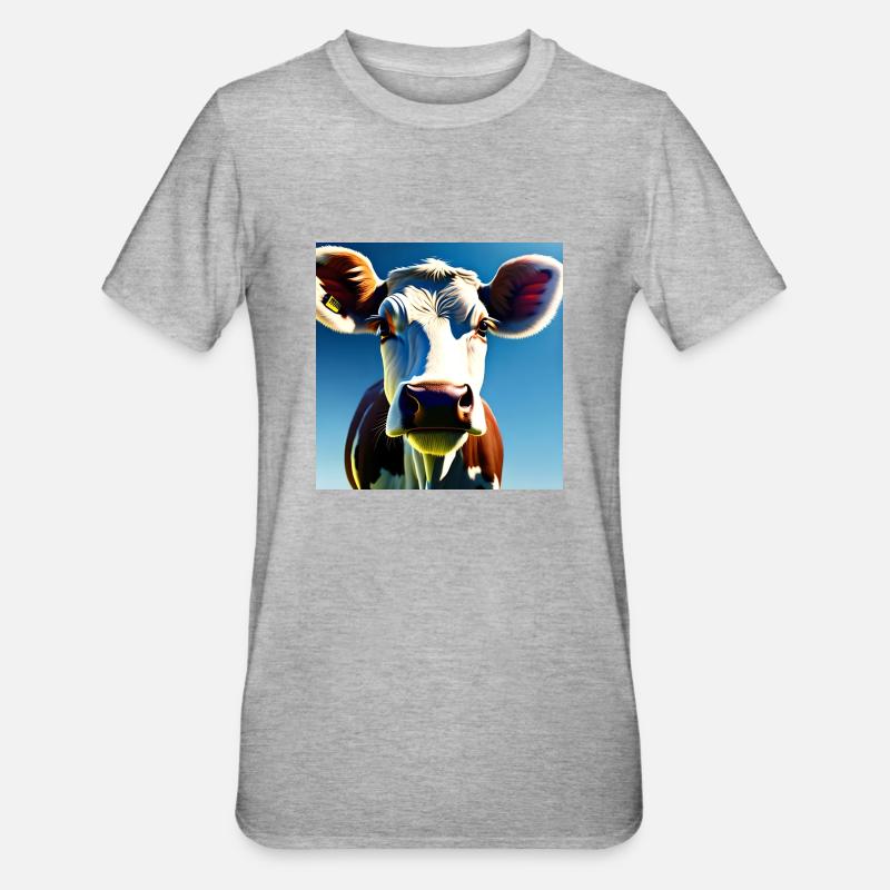 Vache brune et blanche - T-shirt polycoton Unisexe - gris chiné
