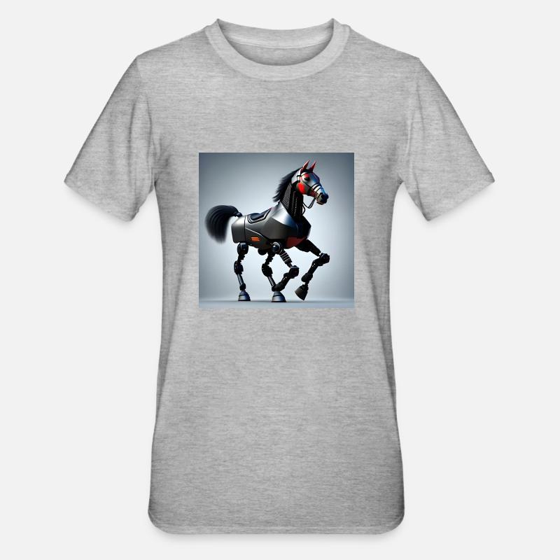 Cheval Robot Version 1 - T-shirt polycoton Unisexe - gris chiné