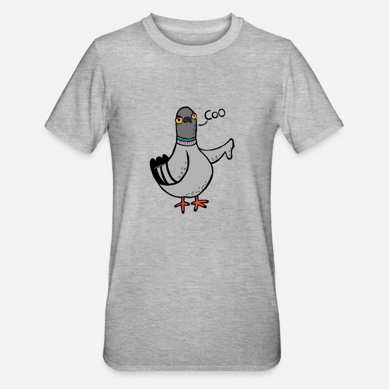 Gurren / Buh-Taube - Unisex Polycotton T-Shirt - Grau meliert