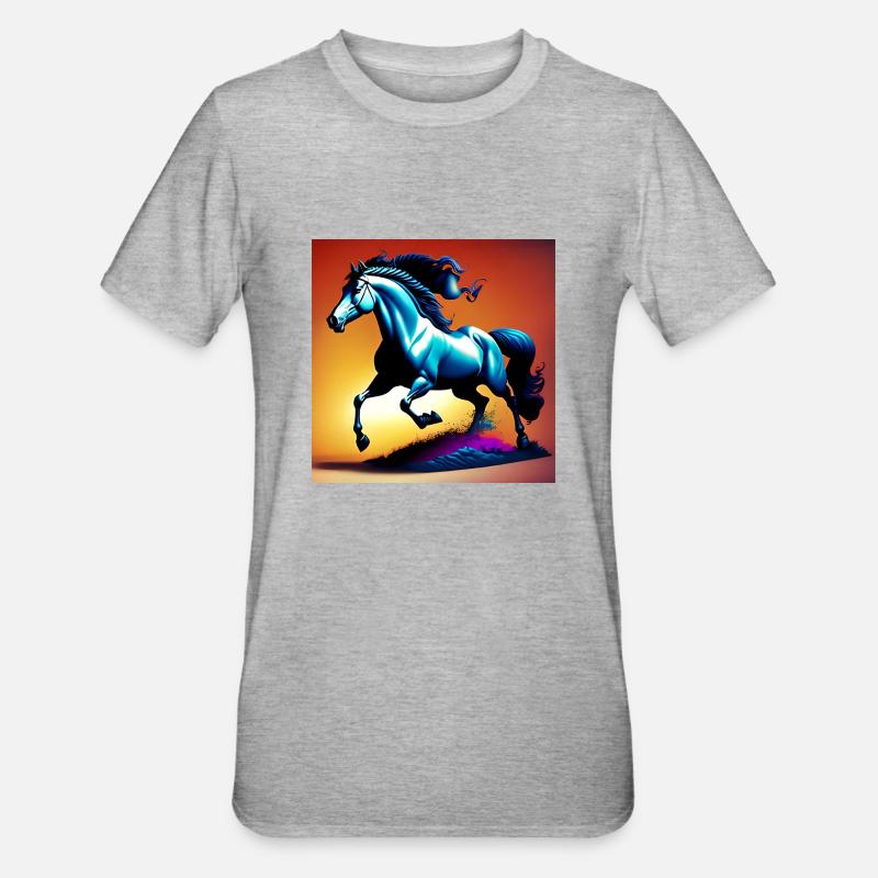 Cheval dans le sable - T-shirt polycoton Unisexe - gris chiné