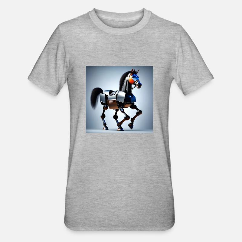 Robot Cheval Version 2 - T-shirt polycoton Unisexe - gris chiné