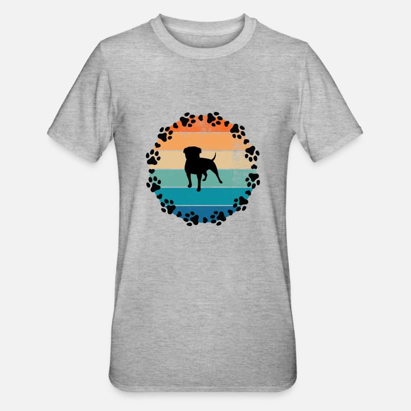 Hunde Sonne Mops - Unisex Polycotton T-Shirt - Grau meliert