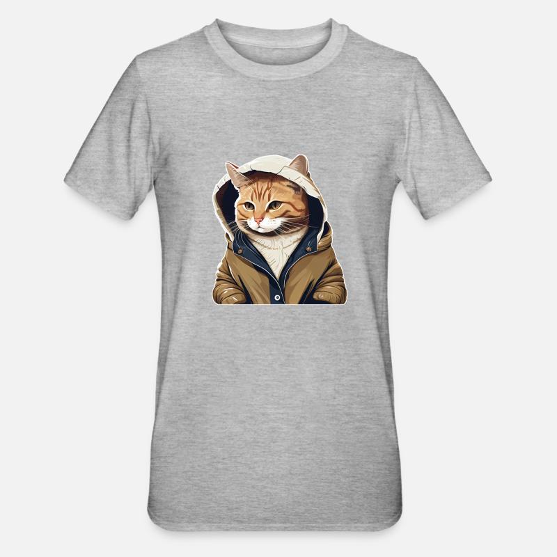 Cute Cat Ur-Tshirt - Unisex Polycotton T-Shirt - Grau meliert