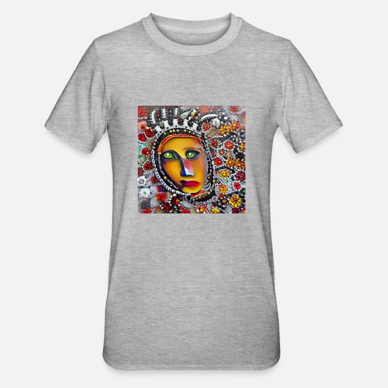 Visage abstrait - T-shirt polycoton Unisexe - gris chiné