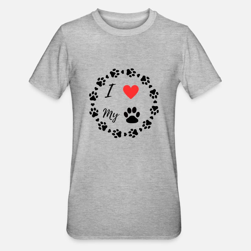 J’aime mon chien - T-shirt polycoton Unisexe - gris chiné