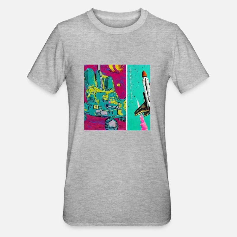 Space Shuttle Van Gogh - Unisex Polycotton T-Shirt - heather grey