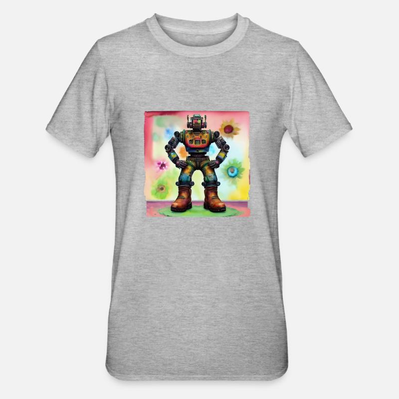 Robo Fleur - T-shirt polycoton Unisexe - gris chiné