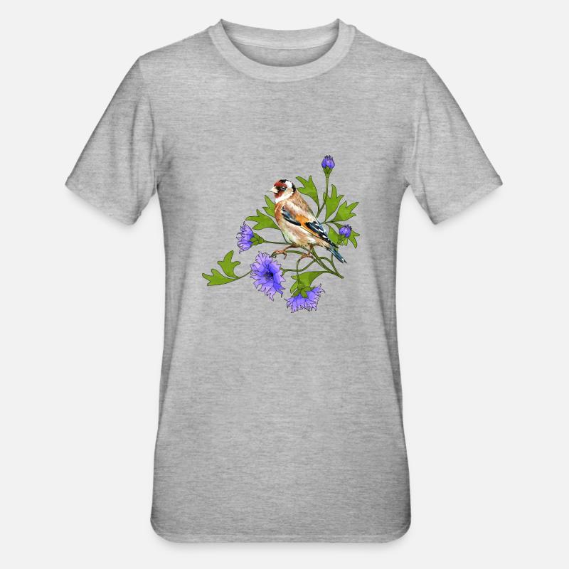 Bunter Vogel - Unisex Polycotton T-Shirt - Grau meliert
