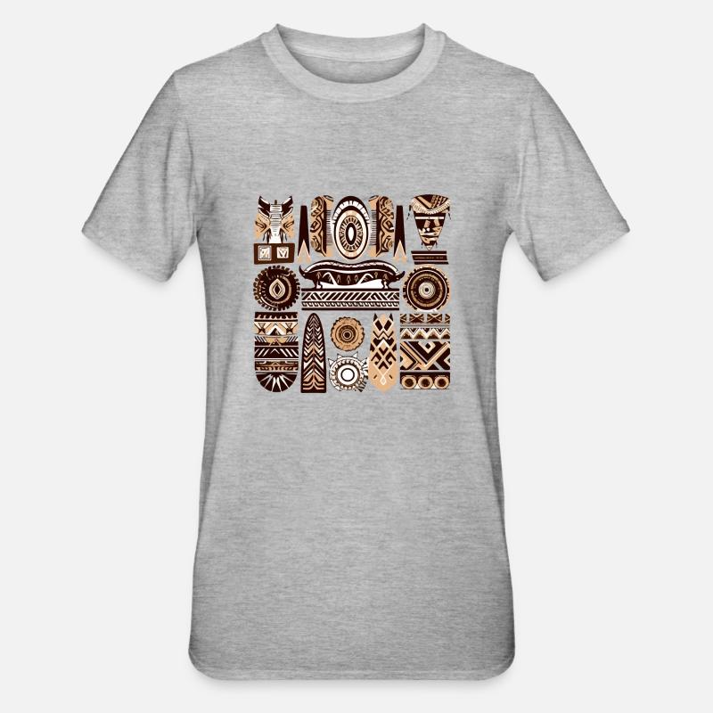 Folklore africain - T-shirt polycoton Unisexe - gris chiné