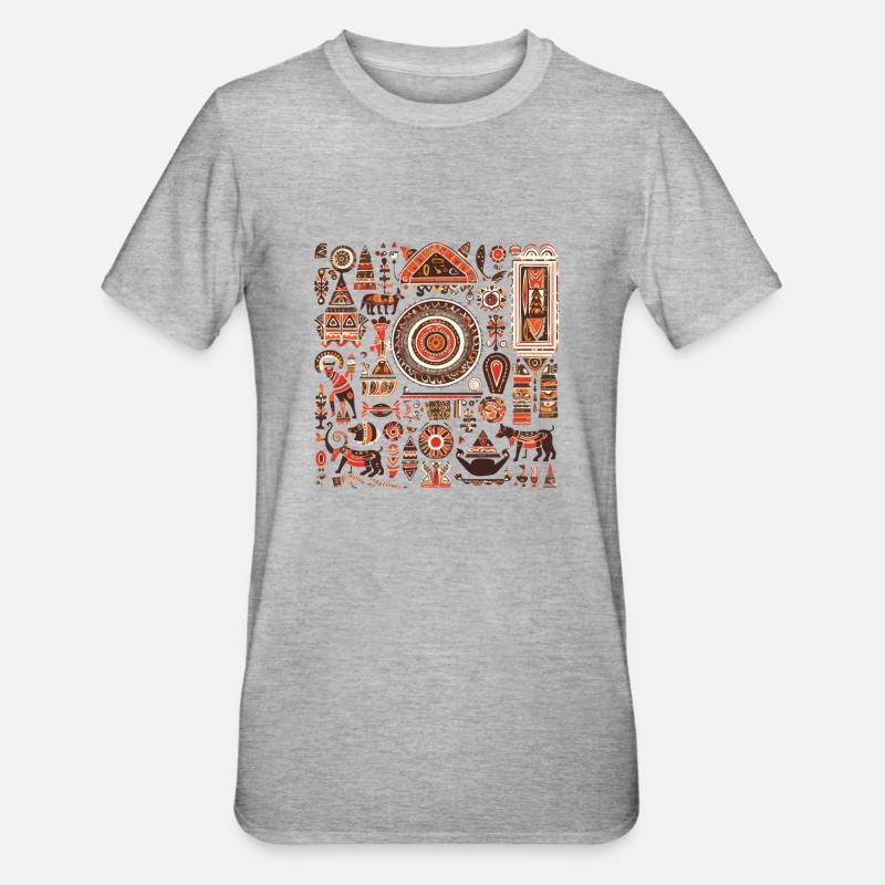 Folklore africain - T-shirt polycoton Unisexe - gris chiné