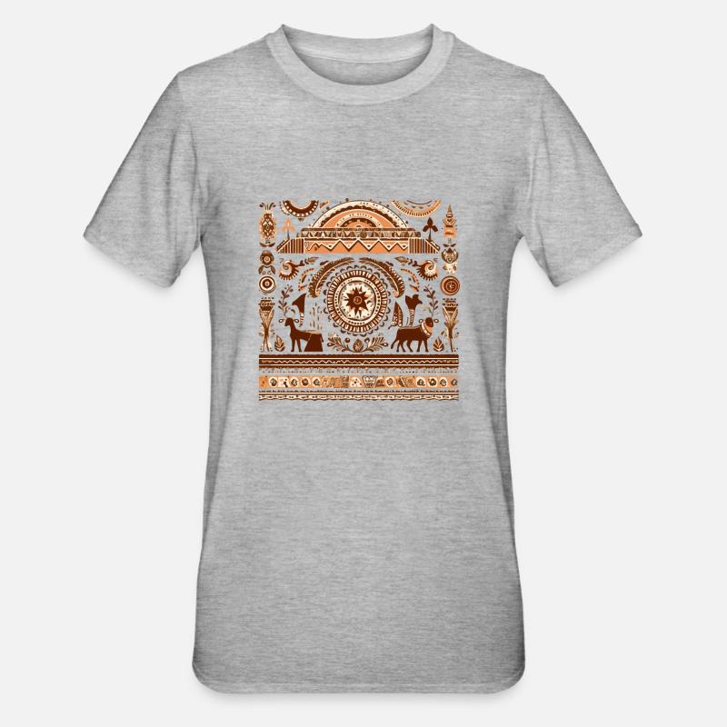 Folklore africain - T-shirt polycoton Unisexe - gris chiné