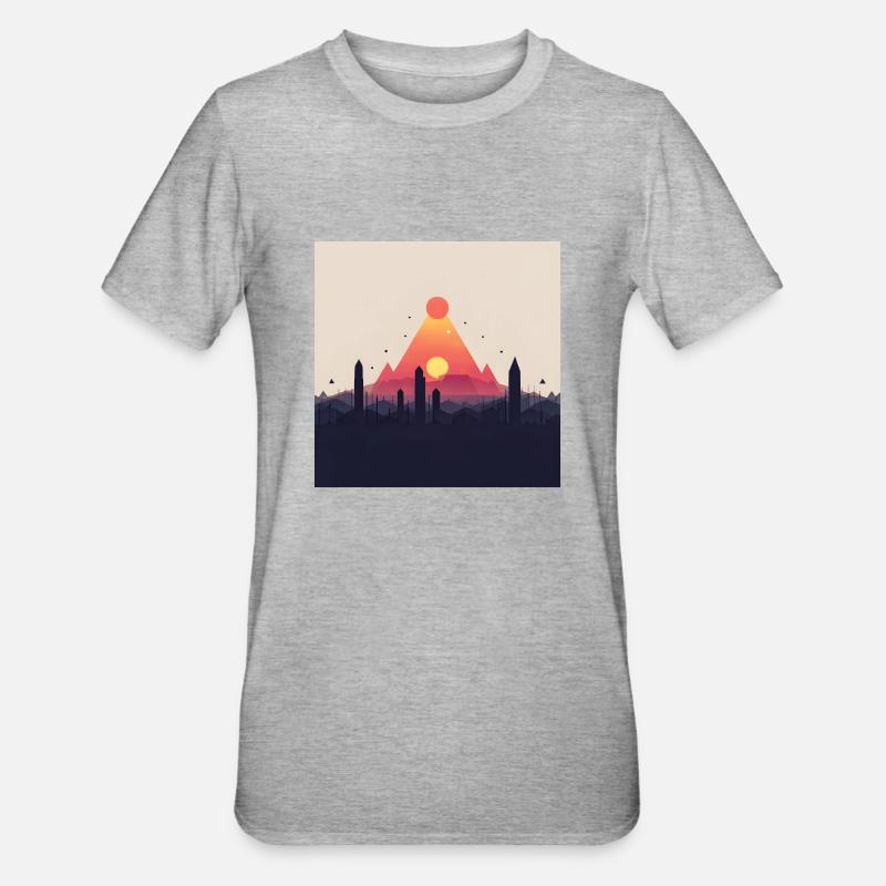 abstrakte Pyramide - Unisex Polycotton T-Shirt - Grau meliert