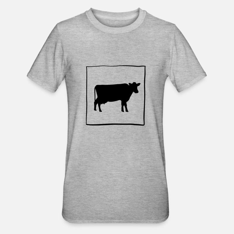 Kuh 1 - Unisex Polycotton T-Shirt - Grau meliert