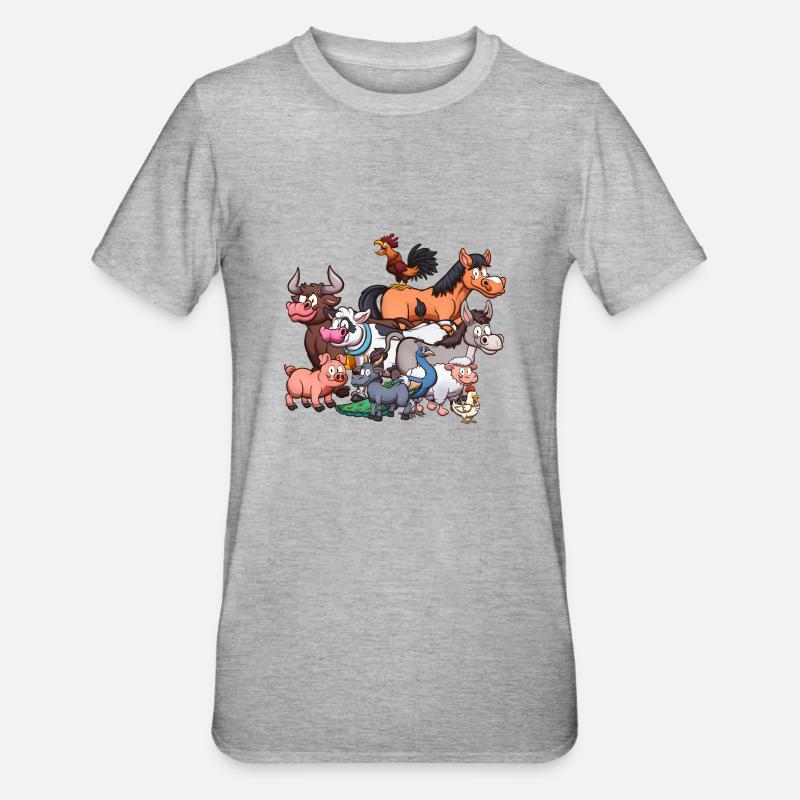 Animaux de ferme - T-shirt polycoton Unisexe - gris chiné