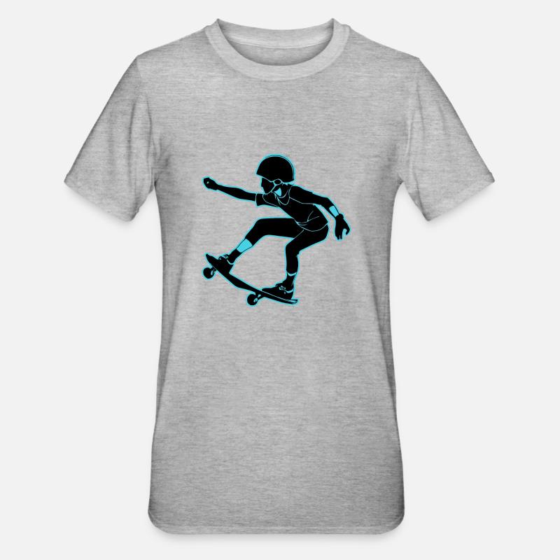 Skateboard Madchen Junge - Unisex Polycotton T-Shirt - Grau meliert