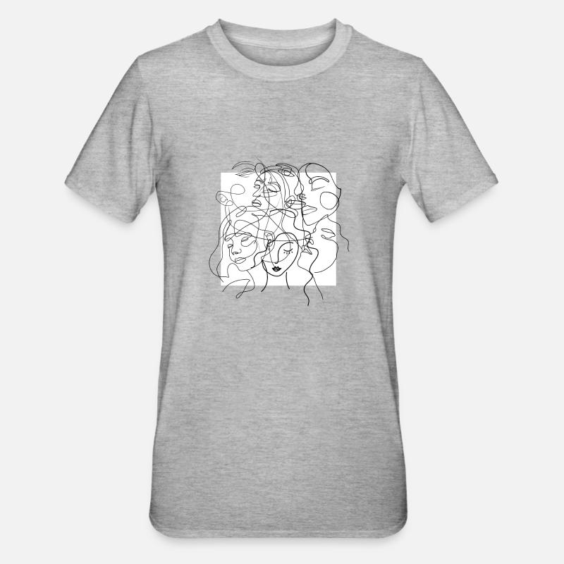 Face line white - T-shirt polycoton Unisexe - gris chiné