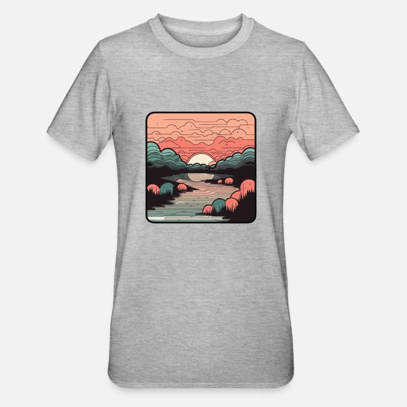 Coucher de soleil - T-shirt polycoton Unisexe - gris chiné