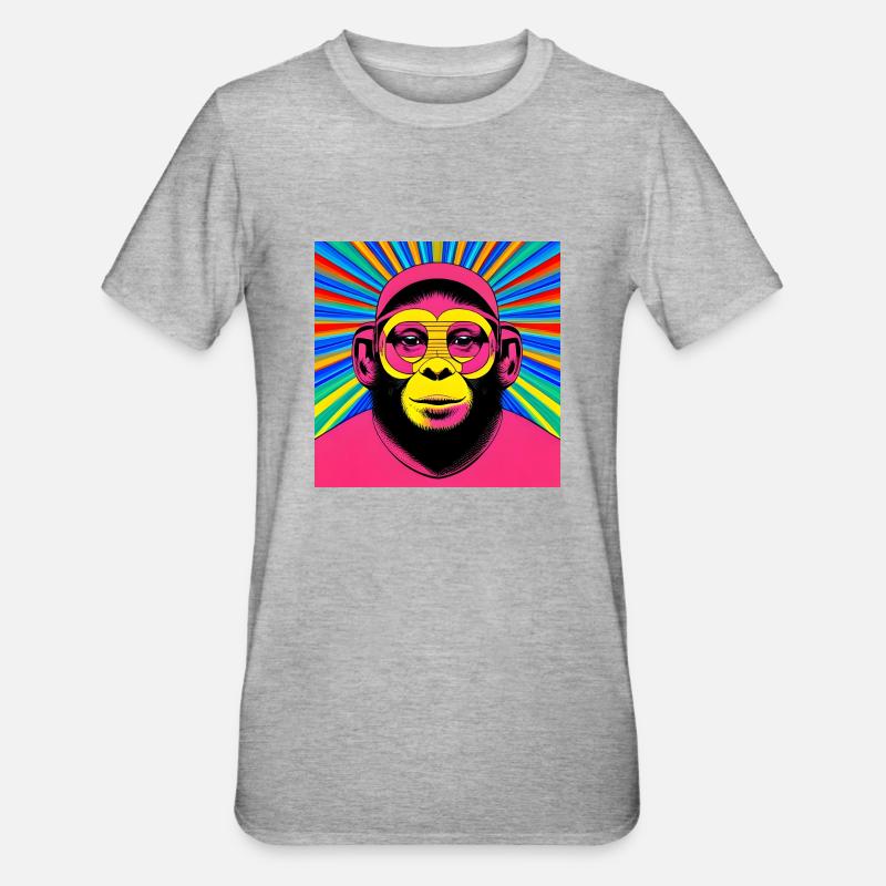 Rosa Affe - Unisex Polycotton T-Shirt - Grau meliert